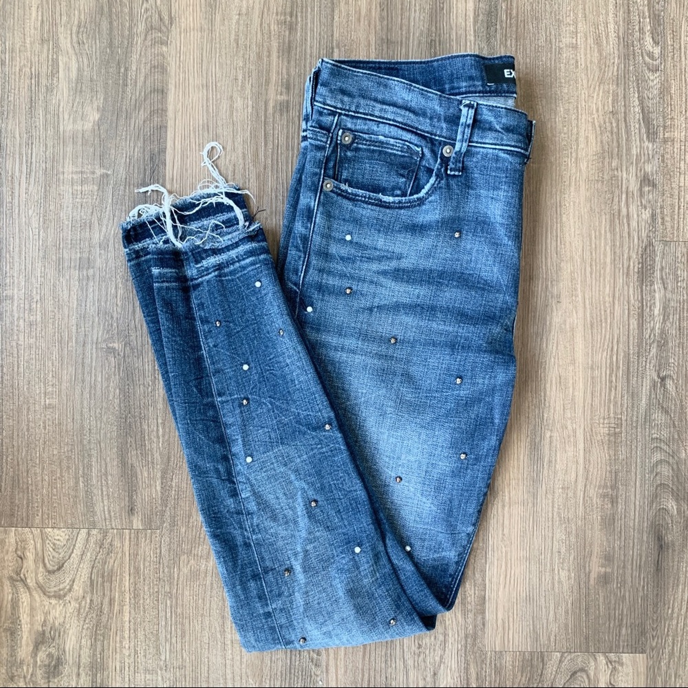 Express Rhinestone Jeans Size 4R | Embellished Blue Denim Gems